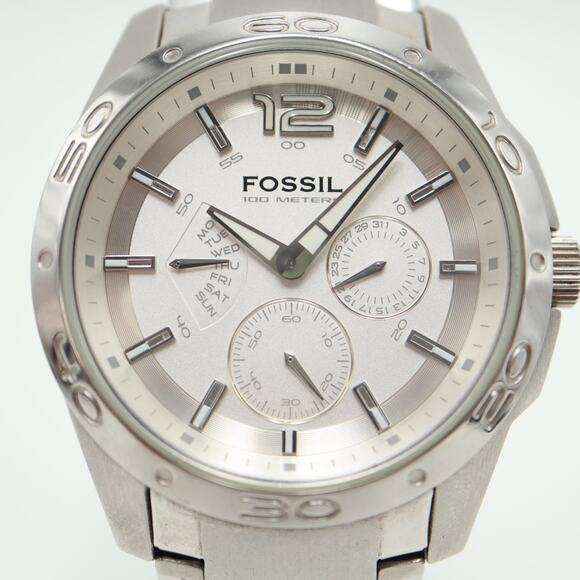 Mens Fossil Multifunction Watch 41mm Silver Tone Day Date Stainless Steel BQ9327 - Picture 6 of 14